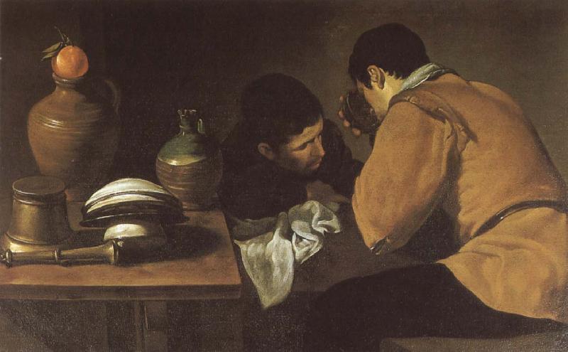 VELAZQUEZ, Diego Rodriguez de Silva y Two boy beside the table oil painting image